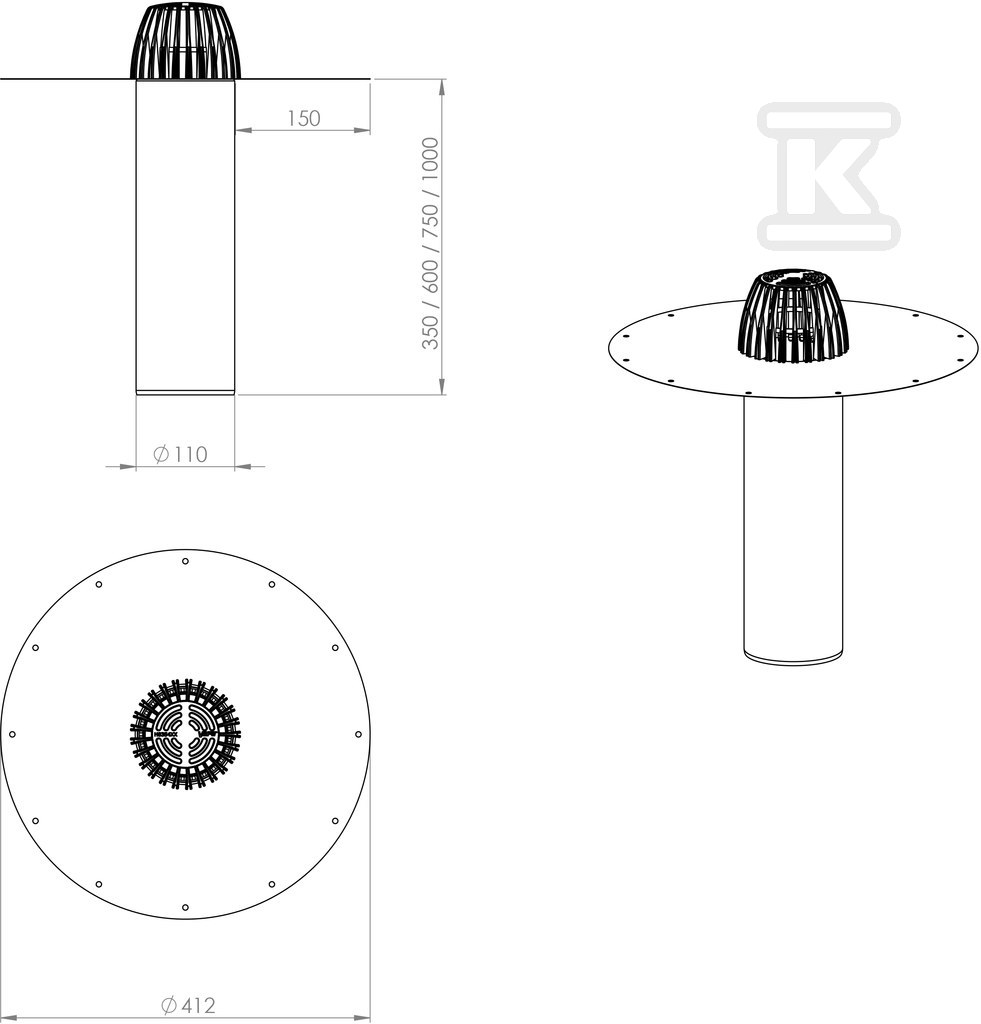 Roof drain made of acid-resistant - 391021